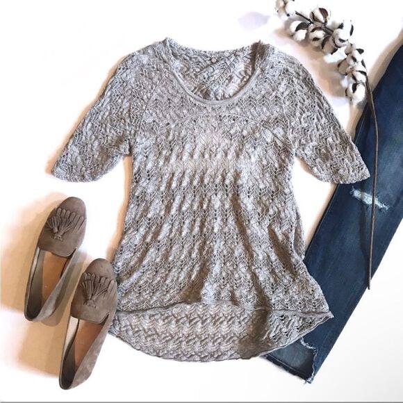 3/$20 Anthropologie Knitted Knotted Wool/Cotton/Alpaca Blend Short Sleeve (XS) - Picture 1 of 16